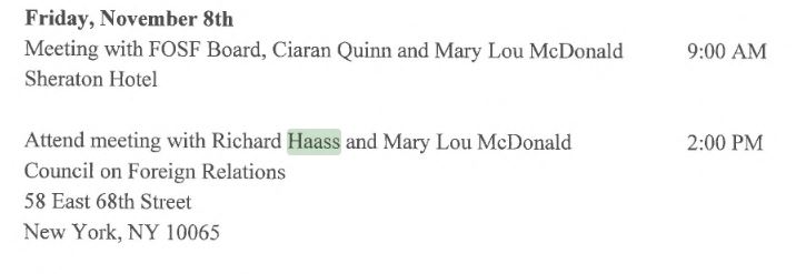 Richard haass mary lou meetings with FOSF gerry adams nov 2019