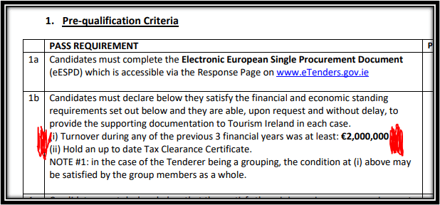 turnover requirement - Covid 19 Research program tender for tourism ireland cvd20-008